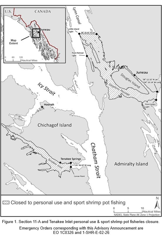 Section 11-A and Tenakee Inlet Personal Use and Sport Shrimp Pot Fisheries Remain Closed